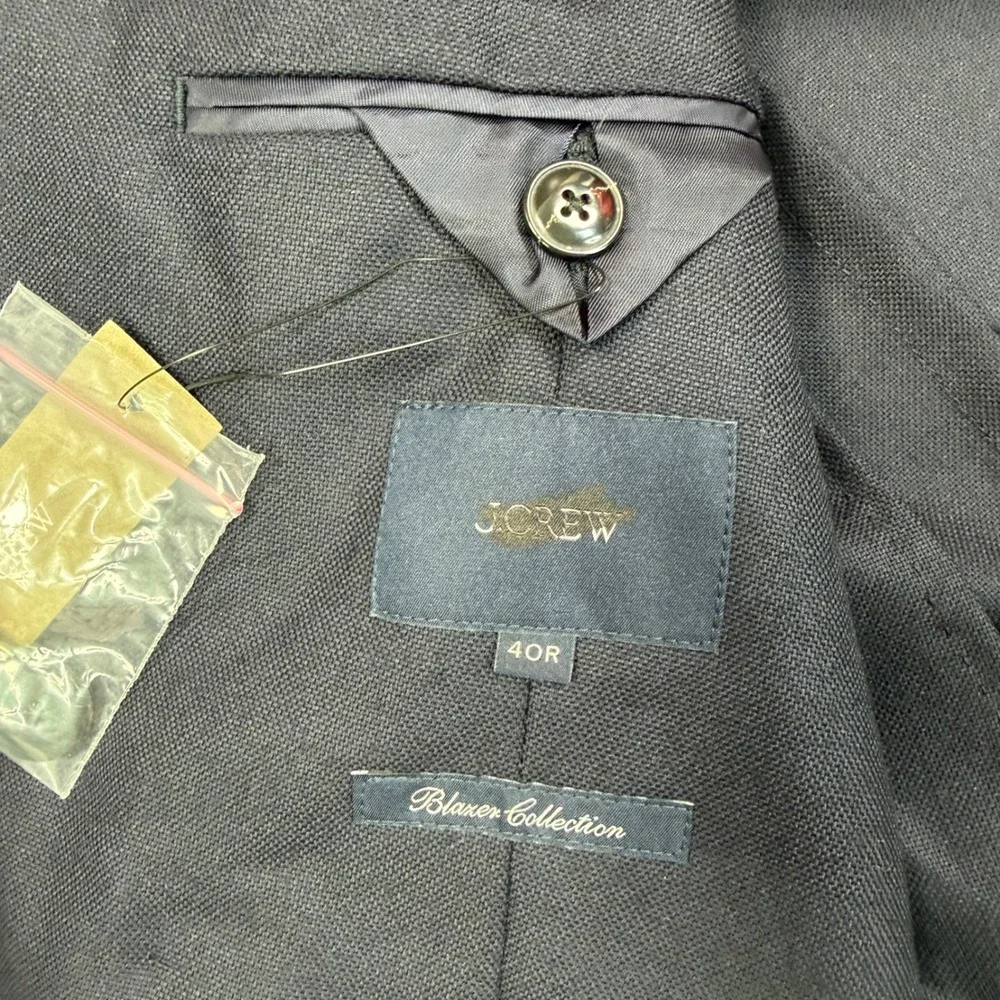 J.Crew Men 40R Blazer Navy William Halstead Wool Double Breasted Gold Button NEW